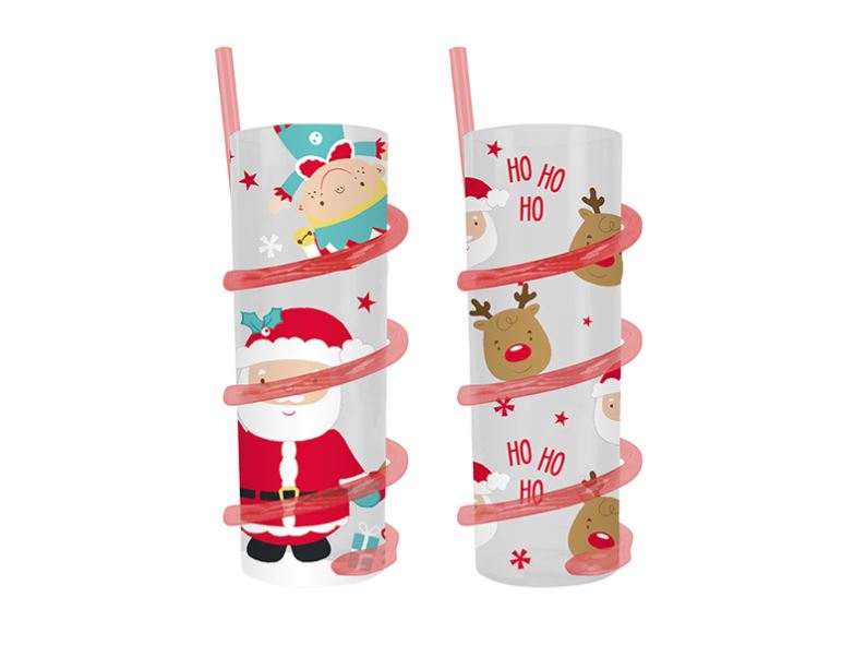 Christmas Spiral Straw Drinking Cup Tumbler