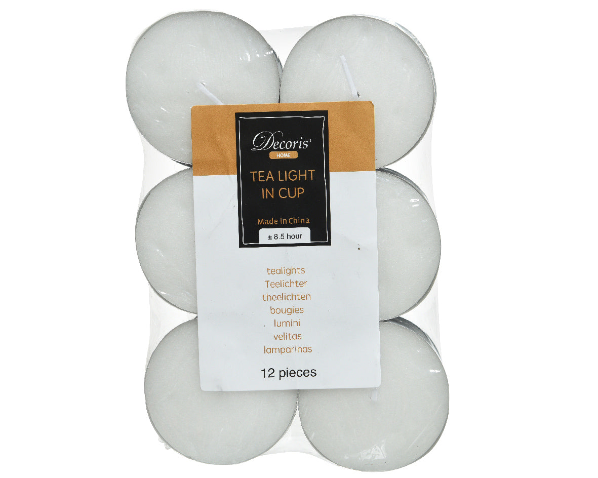 Large 5.9cm Christmas White Tea-lights - Pack of 12
