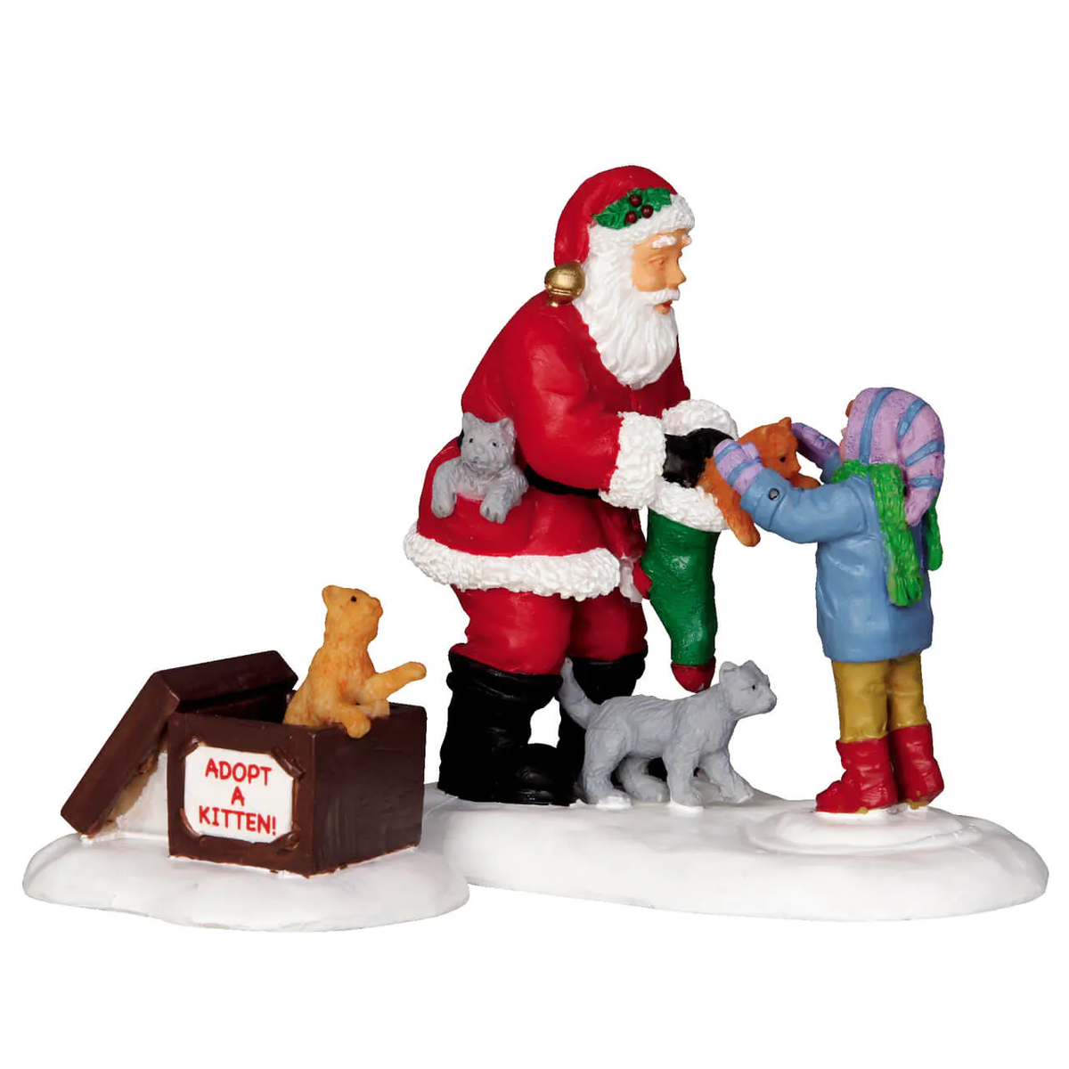 Lemax Santa And Kittens - Set of 2