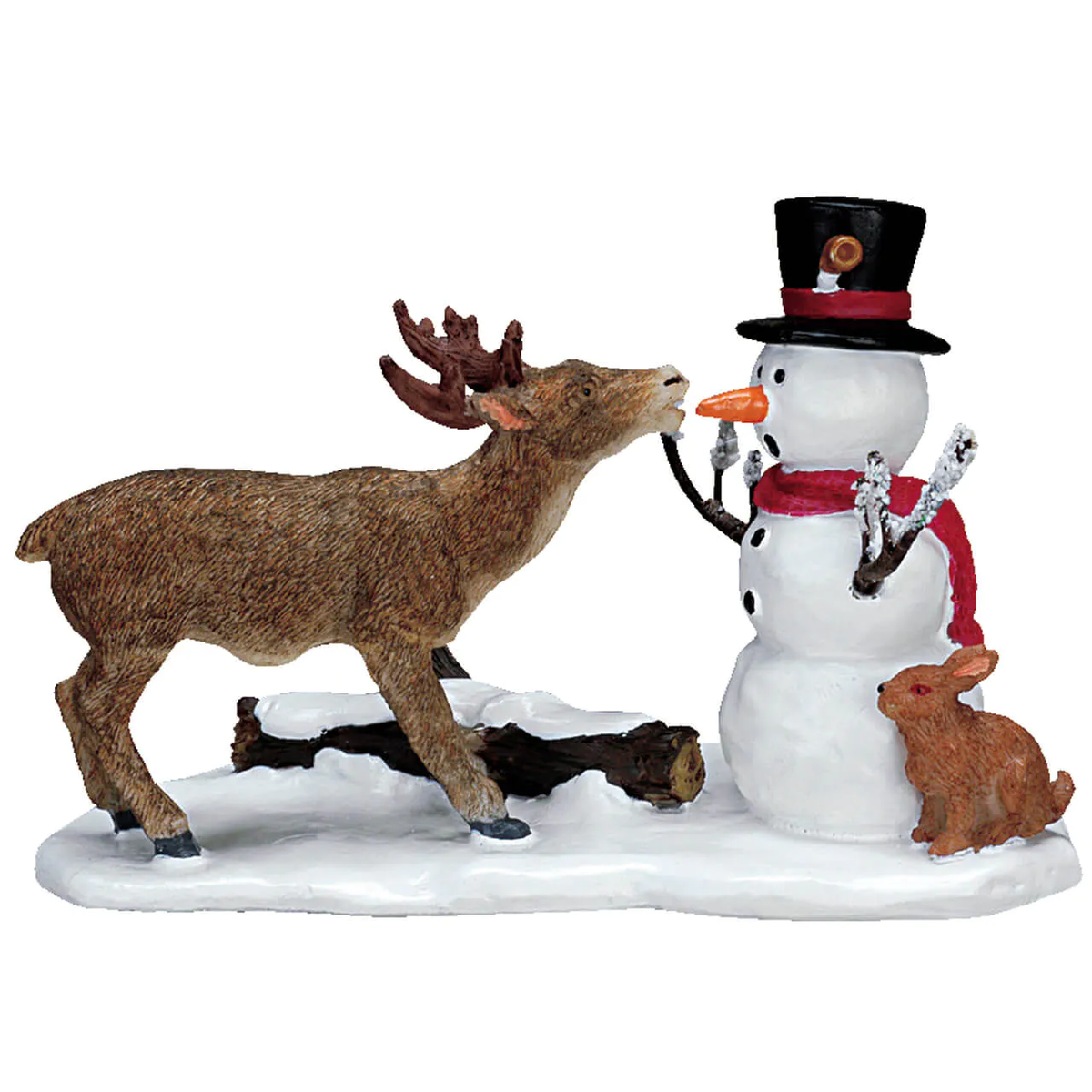 Lemax Snack Time - Reindeer Eating Carrot from Snowman's Nose!