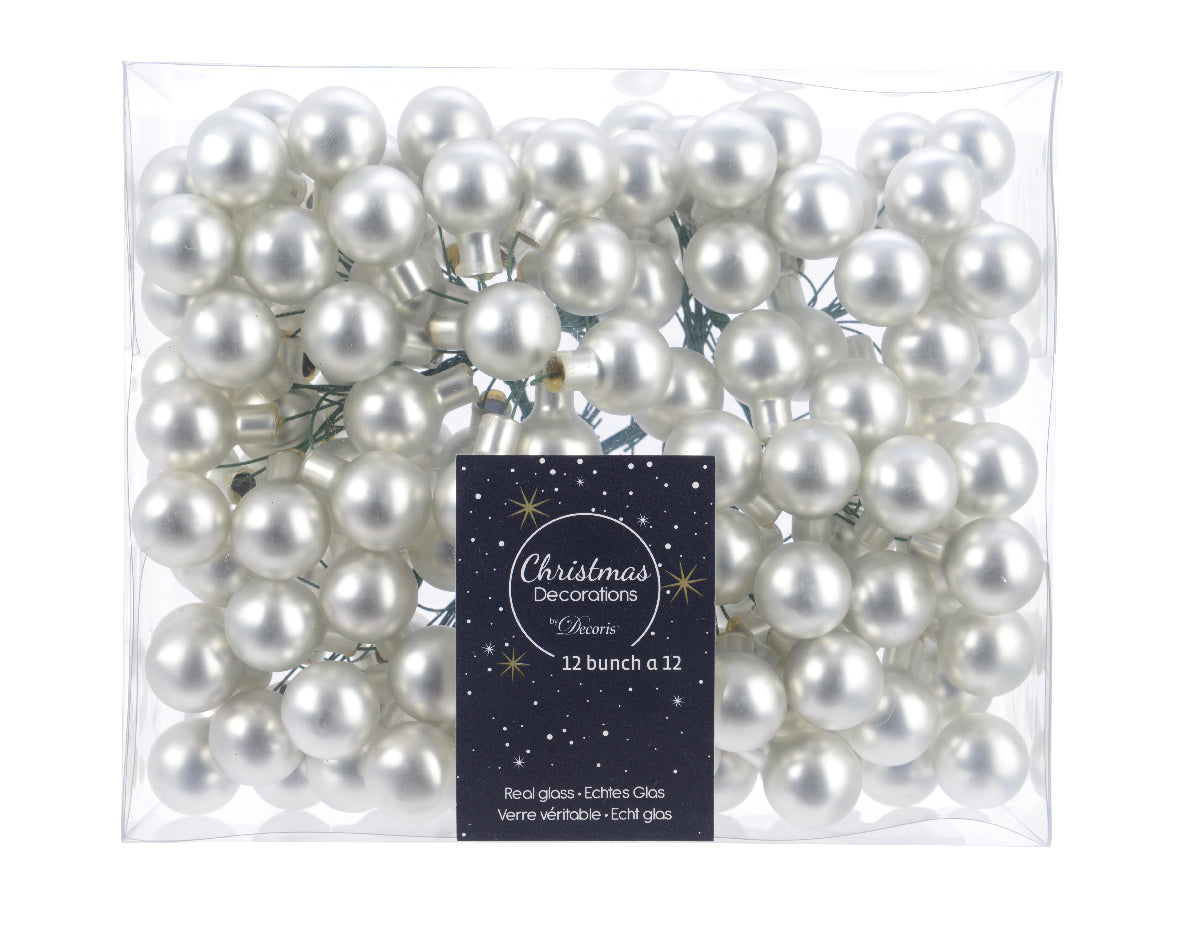 Silver Mini Glass Baubles on a Wire - Bunch of 10 (2cm) - Matt Finish