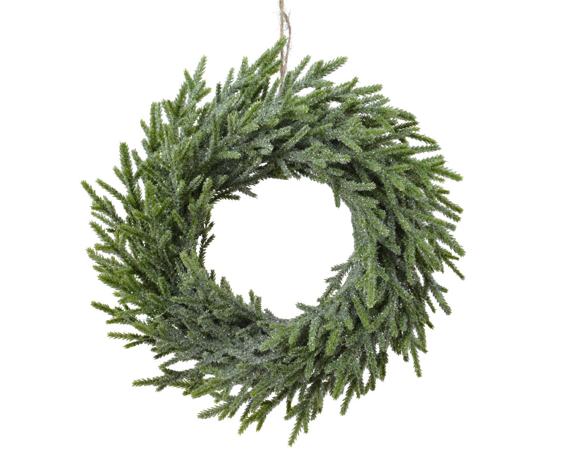 Green Wreath Frosted in Glitter