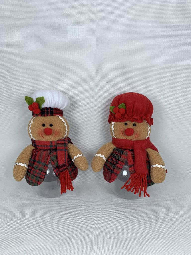 Mr or Mrs Gingerbread People Christmas Sweet Candy Jar - 10"