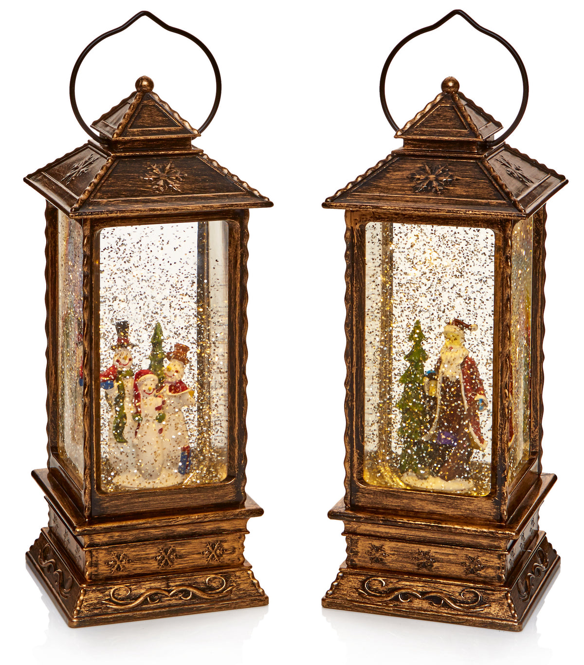 Special Offer - Glitter Snowman or Santa Oblong Lantern Water Spinner - 27cm